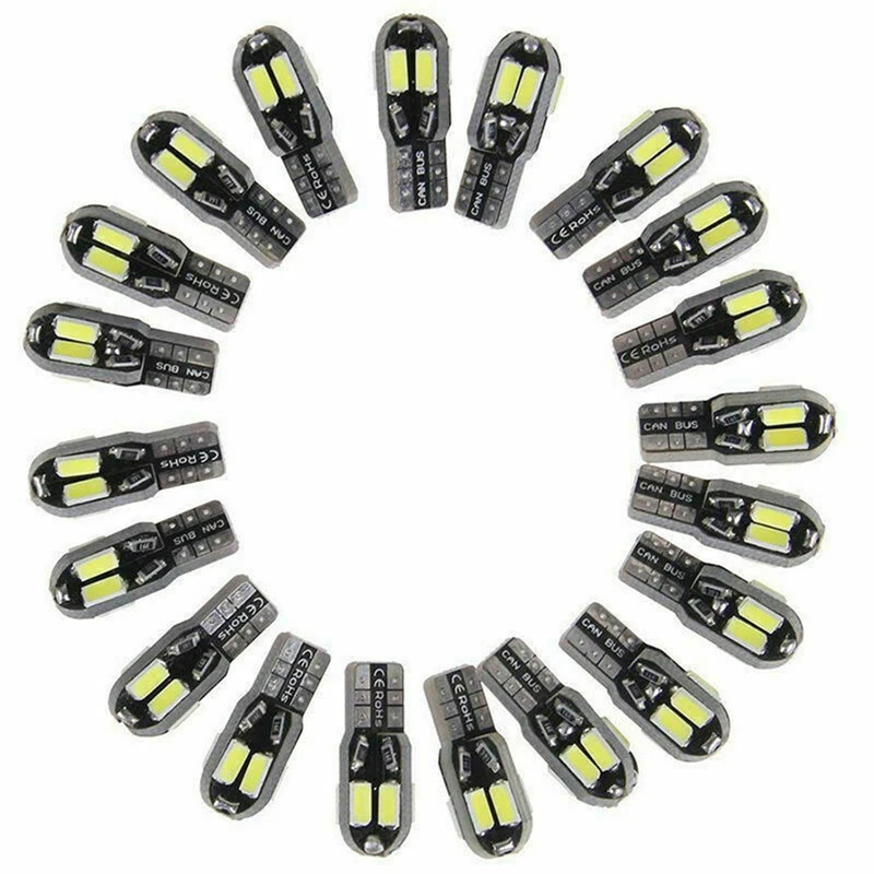 20Pcs T10 5630 8 SMD LED Super Bright Car Side Wedge Light Auto Decoding Bulbs Canbus Error Lamp Bulb 5730 168 194 W5W
20Pcs T10 5630 8 SMD LED Super Bright Car Side Wedge Light Auto Decoding Bulbs Canbus Error Lamp Bulb 5730 168 194 W5W