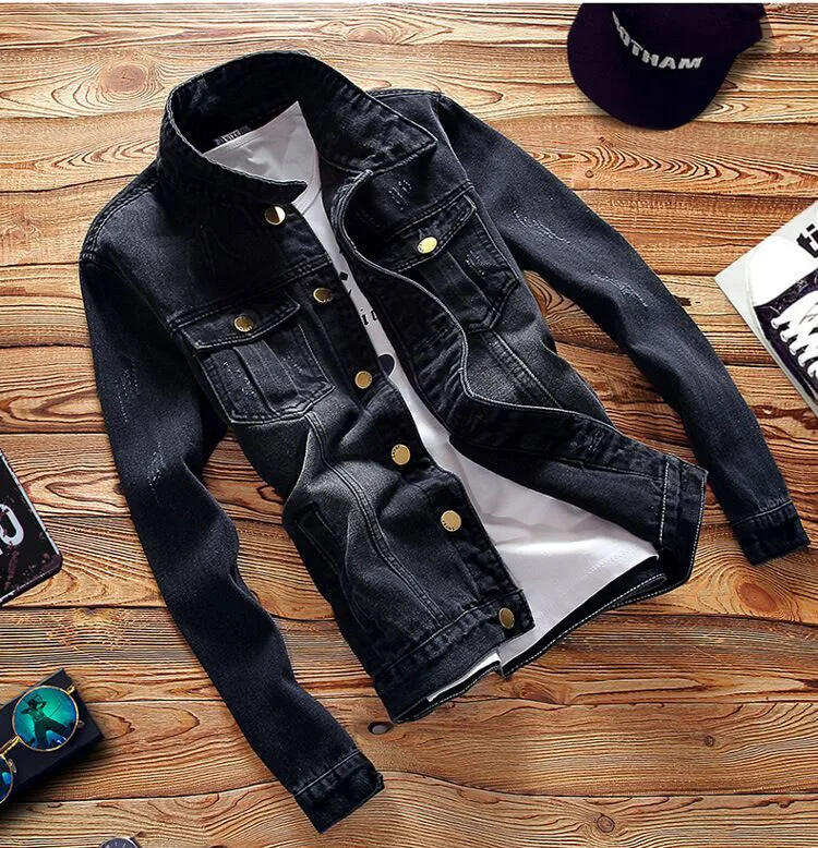 Spring Autumn Men's Polyester Denim Jackets Black Lapel Tops Korean Style Jacket Plus Size S-5XL Casual Slim for Men's Clothing
Spring Autumn Men's Polyester Denim Jackets Black Lapel Tops Korean Style Jacket Plus Size S-5XL Casual Slim for Men's Clothing