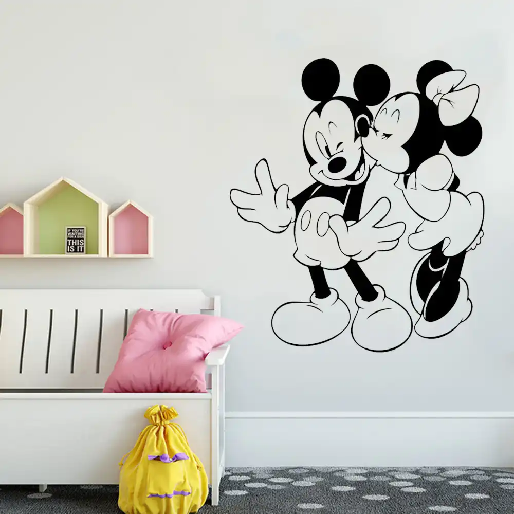 ディズニー素敵なシャイミニーマウスビニールキャラクター壁壁画女の子の部屋の寝室アクセサリー装飾芸術の壁紙 Gooum