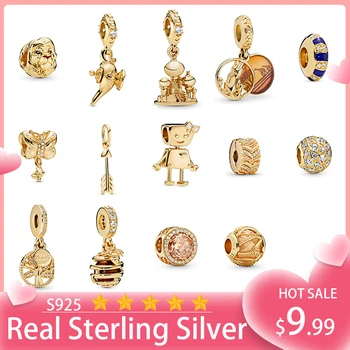 

2020 new golden lion king charms fit original bracelets 925 sterling silver pendant for women valentines day gift