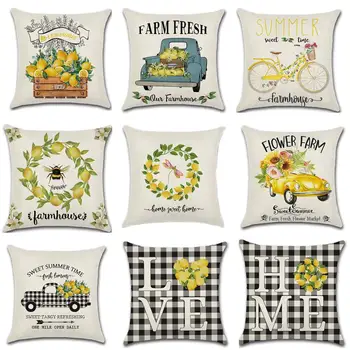 Summer Lemon Truck Love Home Cotton Linen Farmhouse Throw Pillow Covers Black White Buffalo Check Plaid pillowcase Home Decor1pc
Summer Lemon Truck Love Home Cotton Linen Farmhouse Throw Pillow Covers Black White Buffalo Check Plaid pillowcase Home Decor1pc