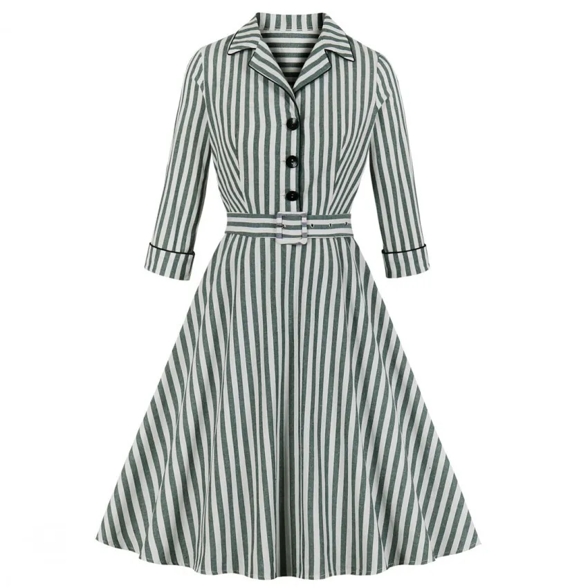 3XL 4XL Plus Size Green Striped Notched Collar Women Vintage Shirt Dress Button Up 3/4 Sleeve Autumn Belted Office Lady Dresses
3XL 4XL Plus Size Green Striped Notched Collar Women Vintage Shirt Dress Button Up 3/4 Sleeve Autumn Belted Office Lady Dresses