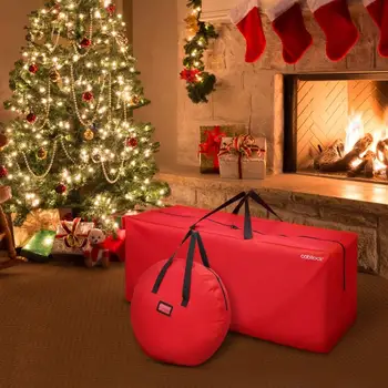Oxford Cloth Christmas Storage Bag Heavy Duty Storage Container Holiday Tree Storage Bag with Wreath Storage Bag (Red)
Oxford Cloth Christmas Storage Bag Heavy Duty Storage Container Holiday Tree Storage Bag with Wreath Storage Bag (Red)