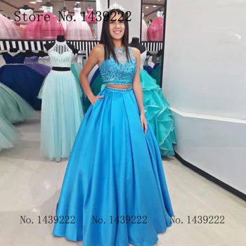 Bling Blue Satin Beads Evening Dress Two Pieces Girl Prom Quinceanera Backless Formal Dresses Robe De Soiree Evening Party Gown
Bling Blue Satin Beads Evening Dress Two Pieces Girl Prom Quinceanera Backless Formal Dresses Robe De Soiree Evening Party Gown
