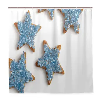 Unique Shower Curtain Baked Biscuits in Star Shapes with Ornaments On Top Snacks Eco-Friendly with 12 Hooks in Bathroom W72 xH84
Unique Shower Curtain Baked Biscuits in Star Shapes with Ornaments On Top Snacks Eco-Friendly with 12 Hooks in Bathroom W72 xH84