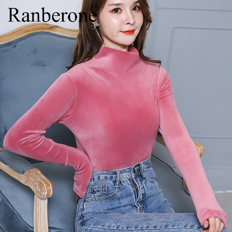 Ranberone Women Long Sleeve Running T-Shirts Reversible Velvet High Collar Bottoming Warm Shirt Korean Style Fitness Gym Tops
Ranberone Women Long Sleeve Running T-Shirts Reversible Velvet High Collar Bottoming Warm Shirt Korean Style Fitness Gym Tops
