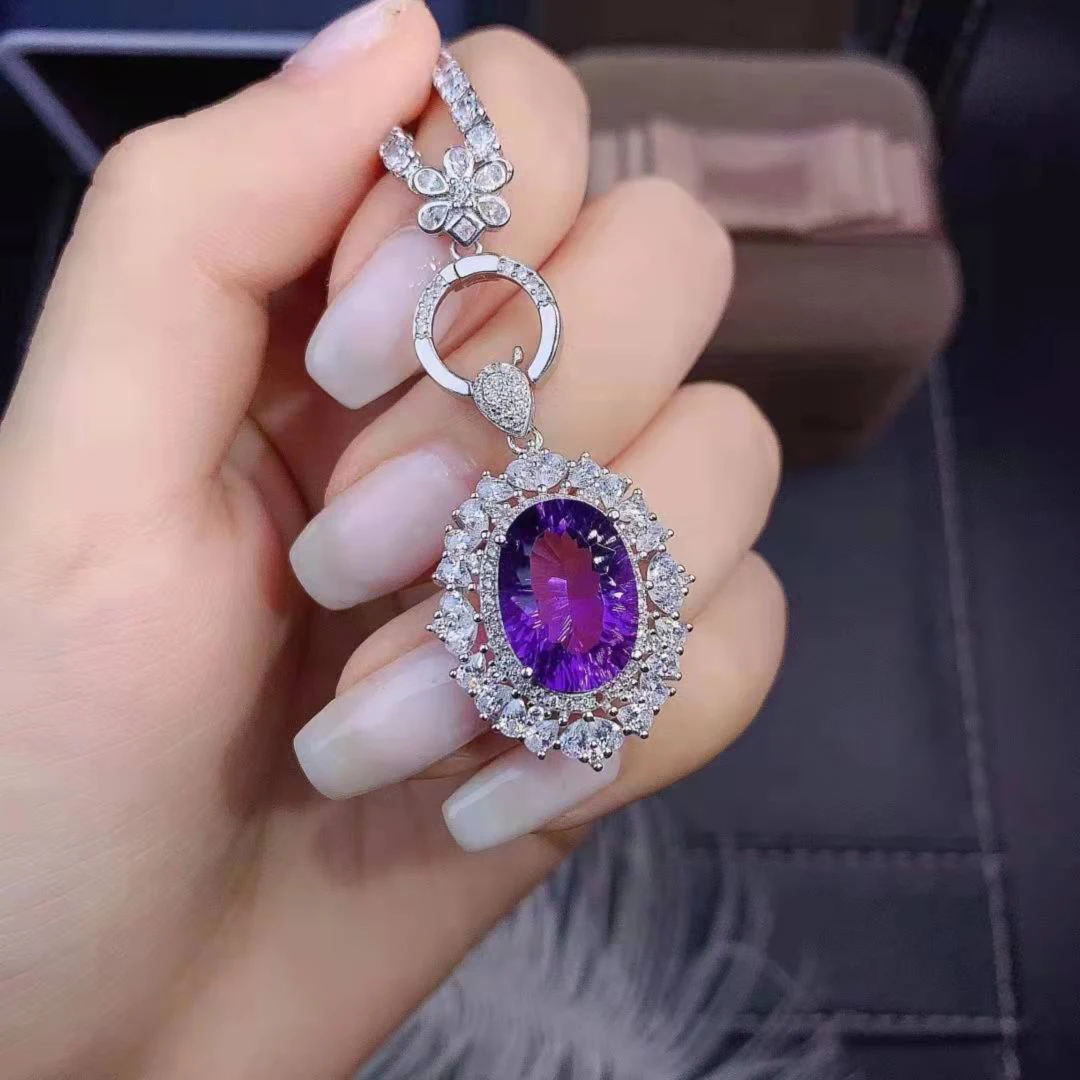 Fashion Amethyst Luxury Pendant Necklace S925 Sterling Silver Natural Stone Fine Jewelry For Women Free Shipping MeiBaPJFS
Fashion Amethyst Luxury Pendant Necklace S925 Sterling Silver Natural Stone Fine Jewelry For Women Free Shipping MeiBaPJFS