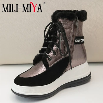 MILI-MIYA New Arrival Women Cow Suede&Fur Snow Boots Lace-Up&Zipper Mixed Color Warm Wool Lining Winter Shoes Big Size 34-43
MILI-MIYA New Arrival Women Cow Suede&Fur Snow Boots Lace-Up&Zipper Mixed Color Warm Wool Lining Winter Shoes Big Size 34-43