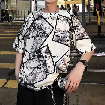 Summer T Shirt Men's Fashion Printed Casual Cotton Short-sleeved T-shirt Men Streetwear Wild Loose Hip Hop Tshirt Mens M-5XL 
Summer T Shirt Men's Fashion Printed Casual Cotton Short-sleeved T-shirt Men Streetwear Wild Loose Hip Hop Tshirt Mens M-5XL