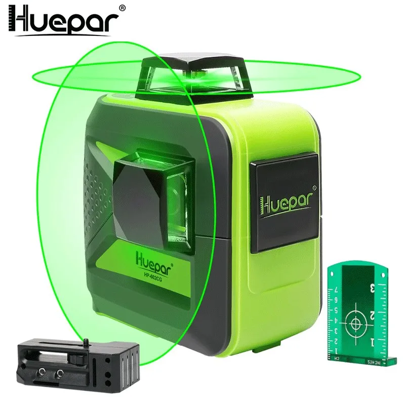 Huepar 602CG 12 линий 3D зеленый лазерный уровень литиевая батарея самонивелирующиеся