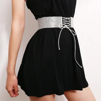 Sequins Silver Belts Fashion Women Clothes Accessories Lace Up Wide Waist Belt Brand Gothic Apparel Bandage Cummerbunds
Sequins Silver Belts Fashion Women Clothes Accessories Lace Up Wide Waist Belt Brand Gothic Apparel Bandage Cummerbunds