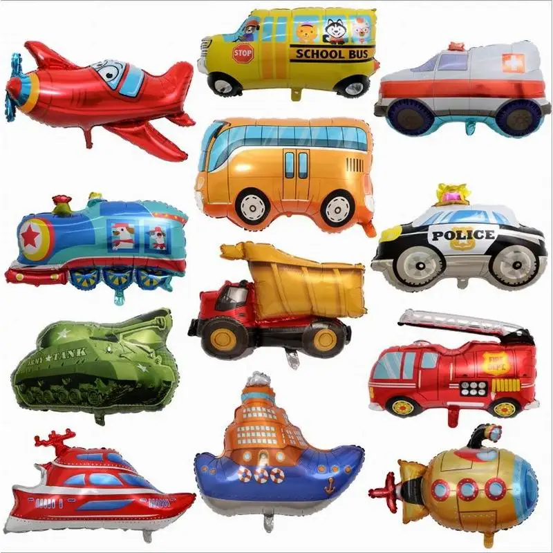 

DIY Cartoon Car Balloons Fire Truck Car Train Foil Balloon Ambulance Globos Children Gifts Birthday Party Decorations Kids balls