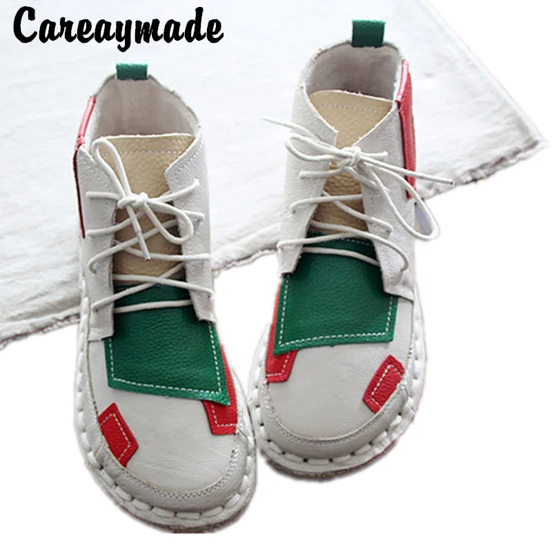 Careaymade-The original hand stitching color round tie soft bottom boots female leather boots, the candy color boots
Careaymade-The original hand stitching color round tie soft bottom boots female leather boots, the candy color boots