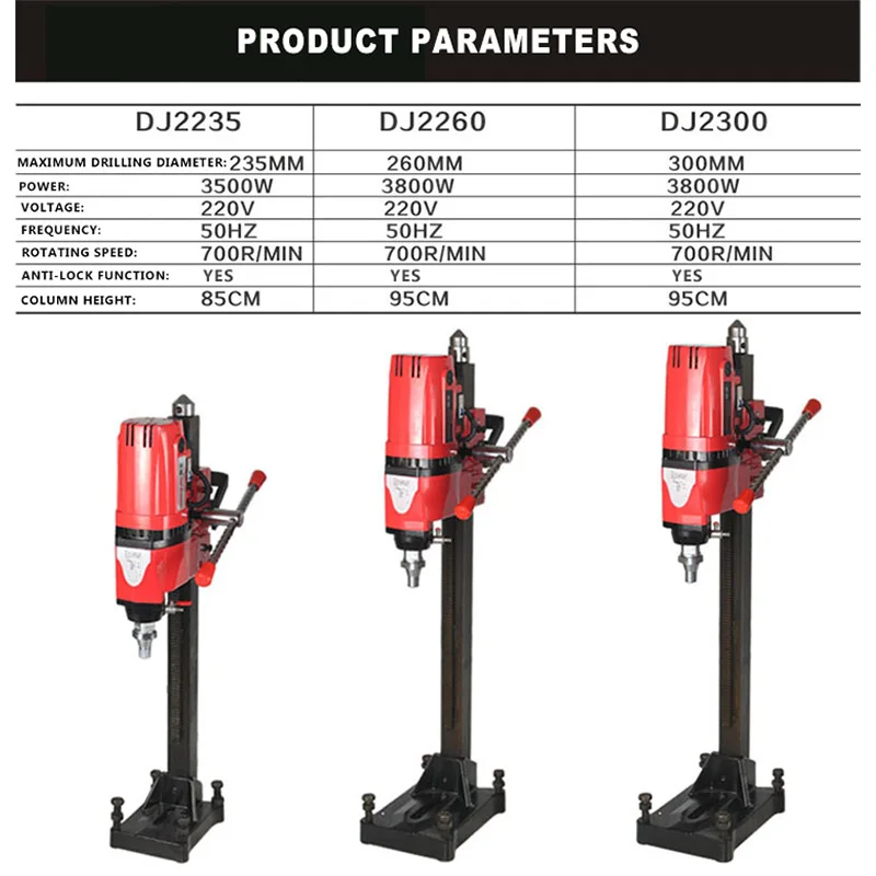 260MM 3.8KW Power Electric Concrete Complex Core Diamond Drill Machine Professional Project Water Wet Core Drilling Machine
260MM 3.8KW Power Electric Concrete Complex Core Diamond Drill Machine Professional Project Water Wet Core Drilling Machine