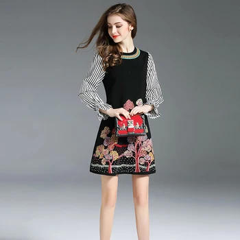 Ladies Striped Floral Embroidery Dress Vetement Femme 2020 Spring Long Sleeves Shirt Gothic Dress Tunique Femme Robe K6327
Ladies Striped Floral Embroidery Dress Vetement Femme 2020 Spring Long Sleeves Shirt Gothic Dress Tunique Femme Robe K6327