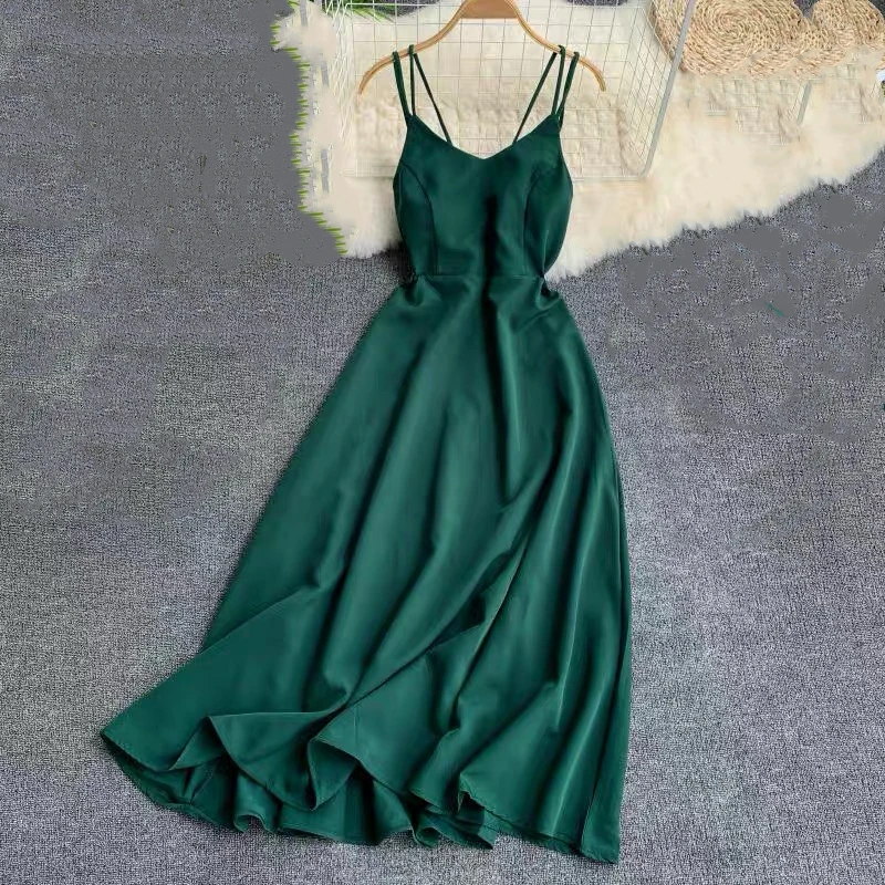 New-Coming Spring Summer Holiday Dress Cross Spaghetti Strap Open Back Solid Beach Style Ankle-Length Women Dresses
New-Coming Spring Summer Holiday Dress Cross Spaghetti Strap Open Back Solid Beach Style Ankle-Length Women Dresses