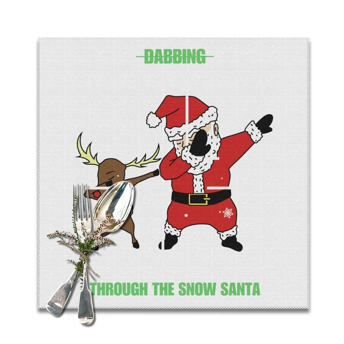 Placemat for dining table CoastersMerry Christmas DABBING THROUGH THE SNOW Polyster Coffee Table Mats Kitchen 6pcs Home Decor
Placemat for dining table CoastersMerry Christmas DABBING THROUGH THE SNOW Polyster Coffee Table Mats Kitchen 6pcs Home Decor