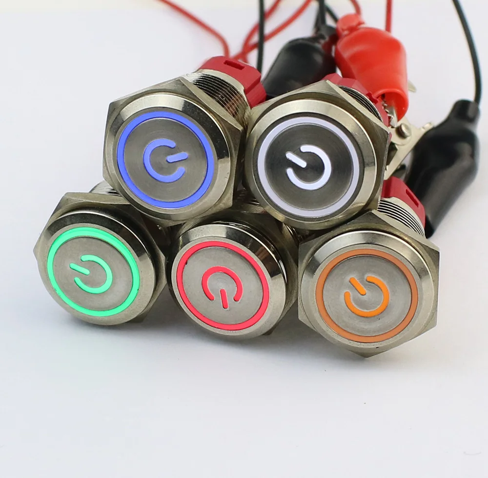 16mm metal push button switch Waterproof Flat circular button LED light self-lock self-reset button 1NO1NC 12V
16mm metal push button switch Waterproof Flat circular button LED light self-lock self-reset button 1NO1NC 12V