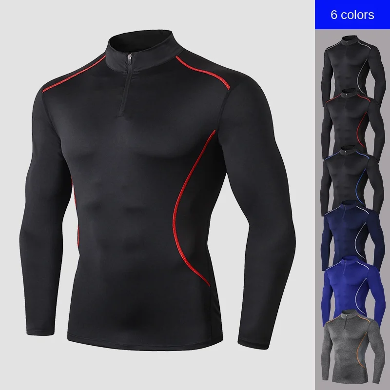 Men's Autumn and Winter Stand Collar Fitness Clothing Pro Sports Running Training Long-Sleeved Ultra-StretchTight Clothes 
Men's Autumn and Winter Stand Collar Fitness Clothing Pro Sports Running Training Long-Sleeved Ultra-StretchTight Clothes