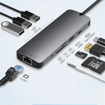 9 in 1 Type C Hub Type-C To USB3.0*2+PD+HD+RJ45+VGA+3.5mm Audio Jacl+TF Intelligent USB Hub Multi-Port Adapter for Laptop PC
9 in 1 Type C Hub Type-C To USB3.0*2+PD+HD+RJ45+VGA+3.5mm Audio Jacl+TF Intelligent USB Hub Multi-Port Adapter for Laptop PC