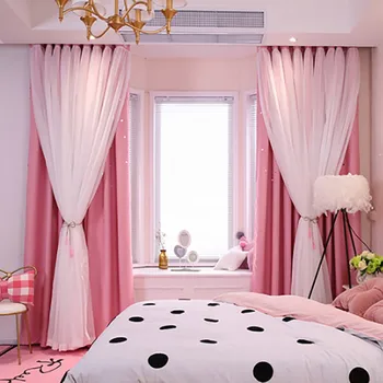 Romance Double-Deck Cloth & Blackout Floor-standing Curtain Star Hollow Curtain Drape, High Shading 
Romance Double-Deck Cloth & Blackout Floor-standing Curtain Star Hollow Curtain Drape, High Shading