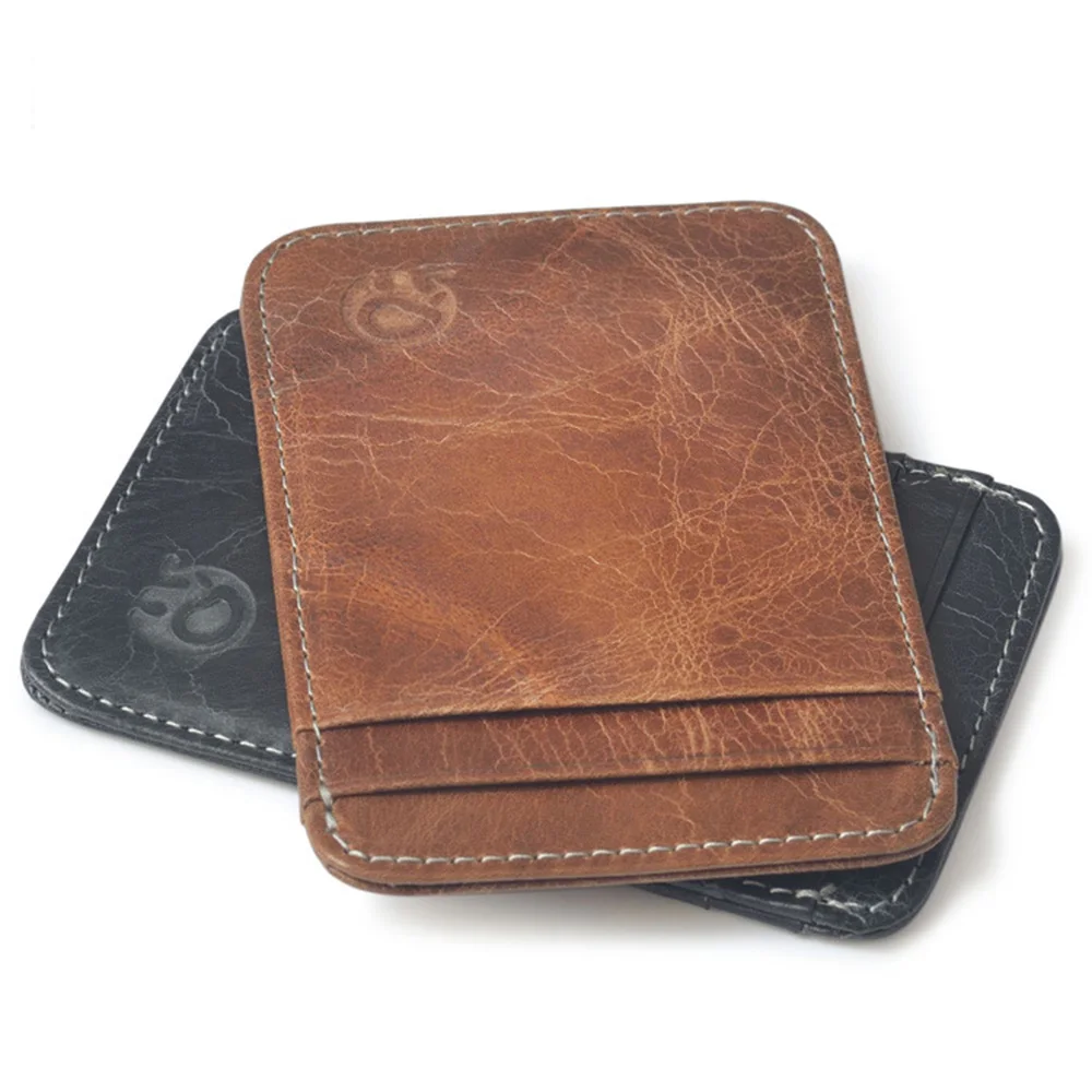Тонкий кожаный ретро-кошелек для кредитных карт чехол подарочной карты кошелек