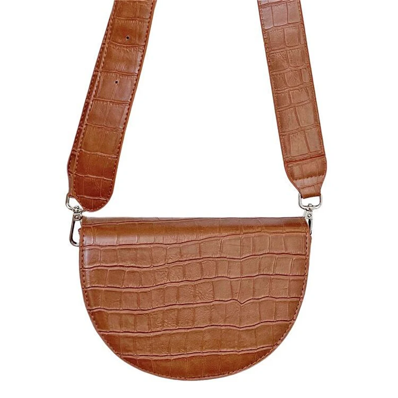 2020 New Women Saddle Bag Brand Designer Stone Pattern Ladies Shoulder Crocodile Mini Crossbody Phone Wide Belt Bags | Багаж и сумки