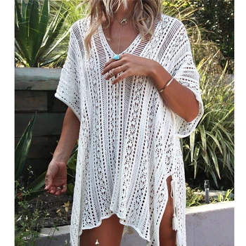

Fannic New Arrivals Sexy Beach Cover up White Crochet Robe de Plage Pareos for Women Swim Wear Saida de Praia Beachwear Coverups