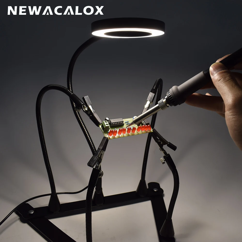 NEWACALOX Adjustable Base Welding Auxiliary Stand 3X LED Illuminated Magnifier PCB Soldering Holder Welding Repair Tool
NEWACALOX Adjustable Base Welding Auxiliary Stand 3X LED Illuminated Magnifier PCB Soldering Holder Welding Repair Tool