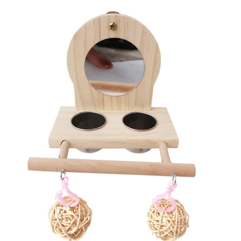Parrots Mirror Play Stand Wooden Perch Playgym with Feeder Cup Bowls Rattan Ball GXMA 
Parrots Mirror Play Stand Wooden Perch Playgym with Feeder Cup Bowls Rattan Ball GXMA