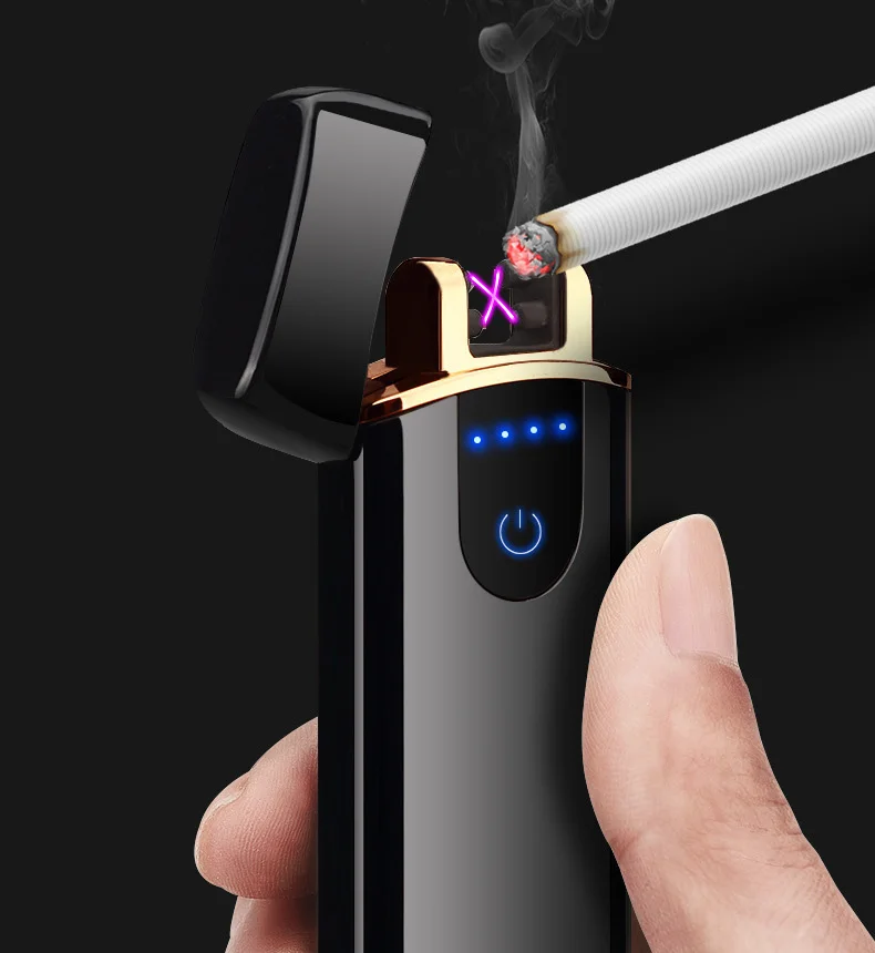 

Plasma Chargeable Windproof Lighters Touch Electricity Pulse Lighter Electric Double Arc USB Electronic Cigarette Lighter