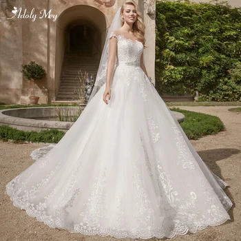 Adoly Mey Elegant Scoop Neck Button A-Line Wedding Dresses 2020 Luxury Sashes Beaded Appliques Court Train Bridal Gown Plus Size
Adoly Mey Elegant Scoop Neck Button A-Line Wedding Dresses 2020 Luxury Sashes Beaded Appliques Court Train Bridal Gown Plus Size