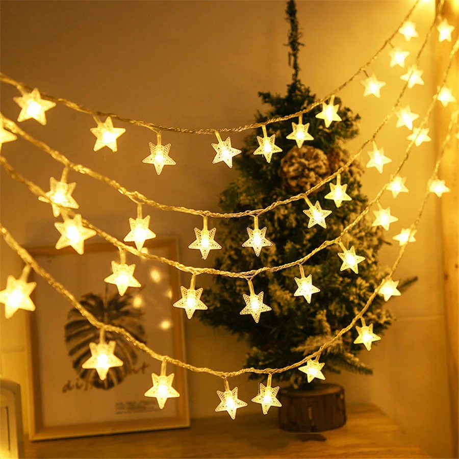 

New 6M10M Battery/USB Powered Star Led Fairy String Lights Garlands Twinkle Star Lamp For Holiday Party Wedding Christmas Decor