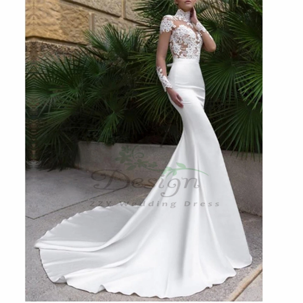 Illusion White Long Sleeves Illusion Wedding Gowns 2019 Dropped Mermaid High Embroidery Organza And Tullle Bridal Dresses 2019
Illusion White Long Sleeves Illusion Wedding Gowns 2019 Dropped Mermaid High Embroidery Organza And Tullle Bridal Dresses 2019