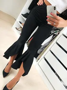 frill flared trousers