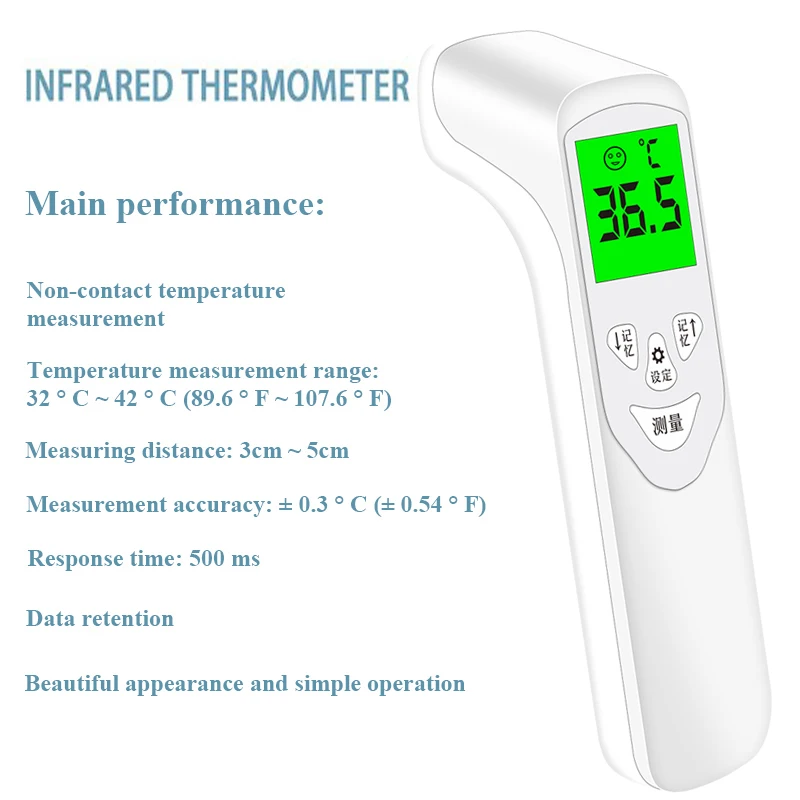 Handheld Thermometers Infrared Forehead Baby Adult Infrared Thermometer Digital LCD No-contact Digital Thermometers
Handheld Thermometers Infrared Forehead Baby Adult Infrared Thermometer Digital LCD No-contact Digital Thermometers