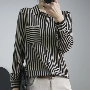 Cashmere Knit Full Sleeve Striped Lapel Cardigan Jacket Women's Short Spring New Loose Wool SweaterATTYYWS Quality sweater 20
Cashmere Knit Full Sleeve Striped Lapel Cardigan Jacket Women's Short Spring New Loose Wool SweaterATTYYWS Quality sweater 20