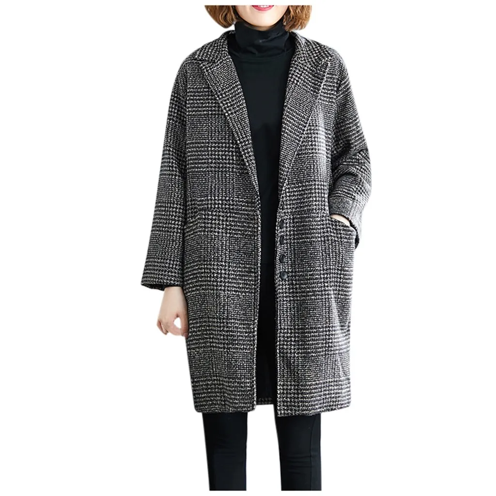 Women Work Plaid Vintage Winter Office Long Sleeve Button Woolen Jacket Single Button Wool Overcoat Trench Coat Jacket 10.14
Women Work Plaid Vintage Winter Office Long Sleeve Button Woolen Jacket Single Button Wool Overcoat Trench Coat Jacket 10.14