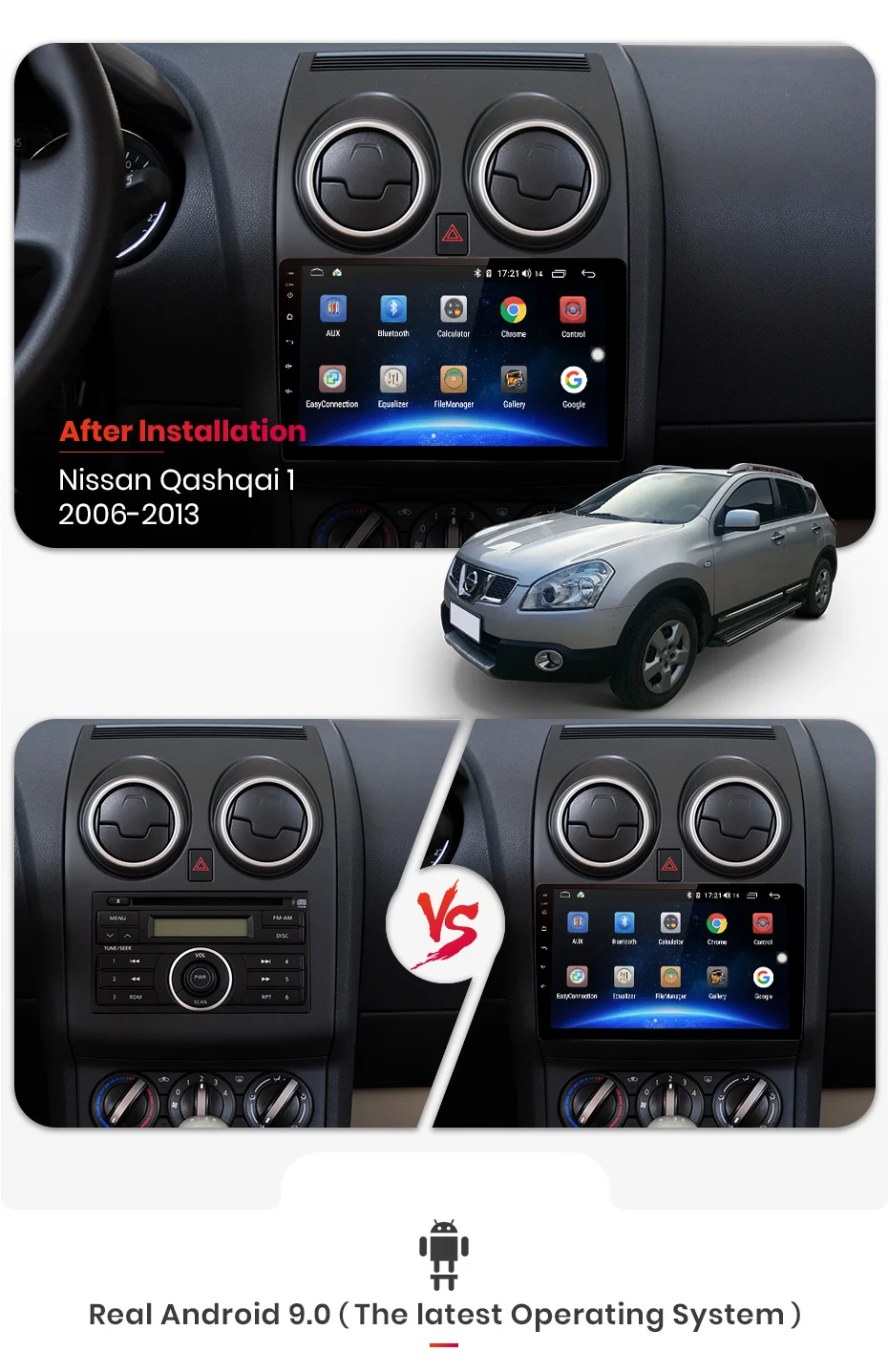 Perfect Junsun V1 pro 4G+64G CarPlay Android 9.0 DSP For Nissan Qashqai 2006-2013 J10 Car Radio Multimedia Video Player Navigation GPS 5