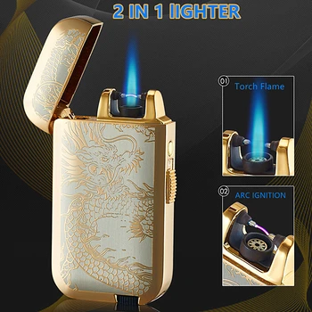 Gas ARC 2 in 1 lighter refuelable Windproof Electronic USB Recharge Plasma double flame Cigarette smoking AL002X
Gas ARC 2 in 1 lighter refuelable Windproof Electronic USB Recharge Plasma double flame Cigarette smoking AL002X
