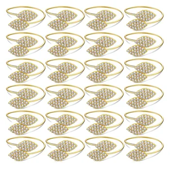 24 Pack Exquisite Household Napkin Rings Metal Leaves Napkins Holder Rhinestone Napkin Buckle for Wedding, Christmas, Festival D
24 Pack Exquisite Household Napkin Rings Metal Leaves Napkins Holder Rhinestone Napkin Buckle for Wedding, Christmas, Festival D