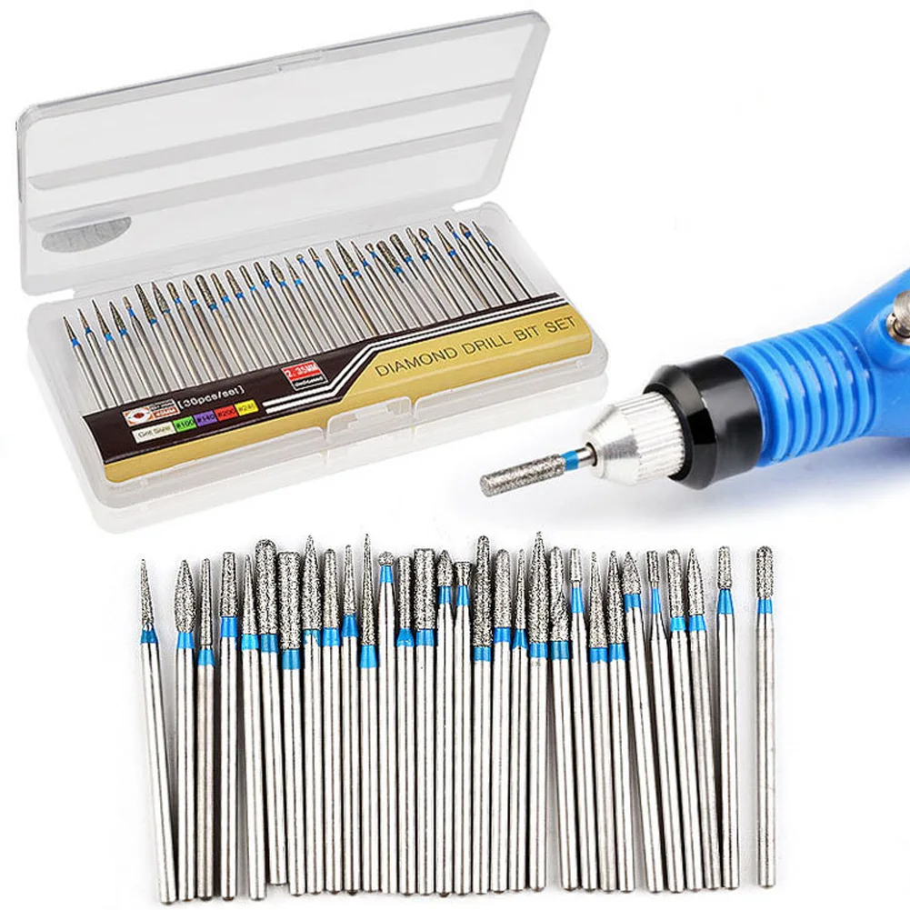 Diamond Nail Tips Set 30pcs 3/32 '' Fit for Art Nail Cuticle Manicure Pedicure Tools High Hardness Diamond For Metal Polishing
Diamond Nail Tips Set 30pcs 3/32 '' Fit for Art Nail Cuticle Manicure Pedicure Tools High Hardness Diamond For Metal Polishing