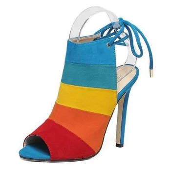 Frosted suede fish-beaks with matching stilettos ankle strap high heels and lace-up back strap women's sandals
Frosted suede fish-beaks with matching stilettos ankle strap high heels and lace-up back strap women's sandals