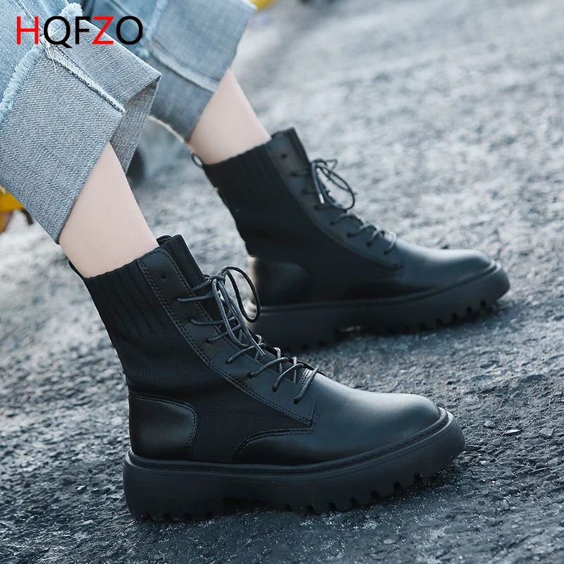 HQFZO Casual Lace Up Thick Bottom Martin Autumn Black Boots Ankle Platform Round Toe For Female Shoes 2019 New Mujer
HQFZO Casual Lace Up Thick Bottom Martin Autumn Black Boots Ankle Platform Round Toe For Female Shoes 2019 New Mujer