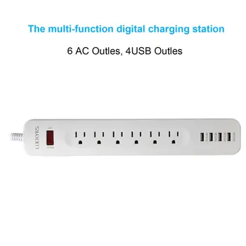 LUCK Multifunctional Surge Protective Platooninsert 6 Outlet Extension Socket Power Strip with 4 USB Charging Ports US plug
LUCK Multifunctional Surge Protective Platooninsert 6 Outlet Extension Socket Power Strip with 4 USB Charging Ports US plug