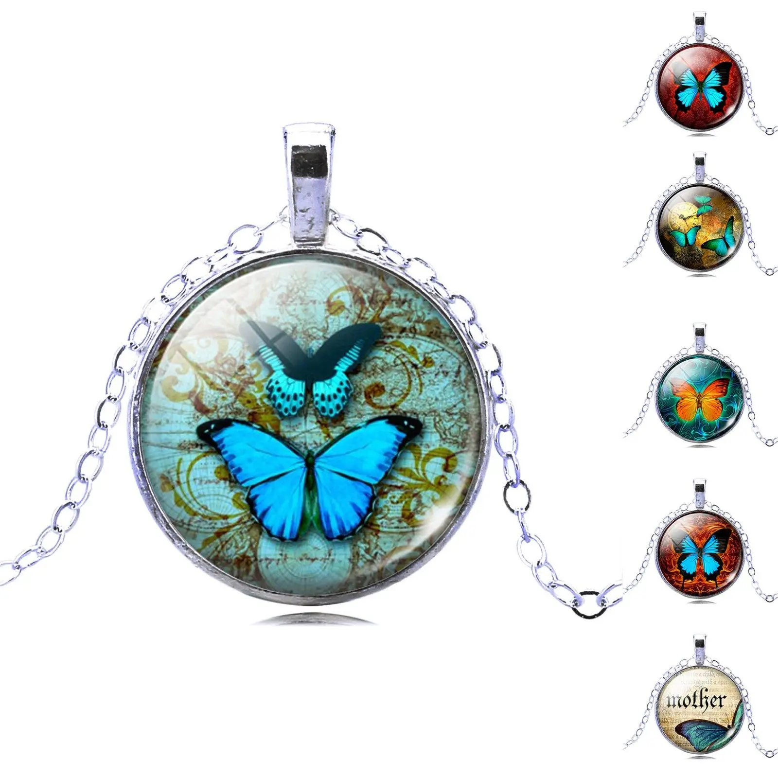 Fashion Butterfly Round Time Gemstone Pendant Vintage Bright Silver Necklace Earring Set Elegant Wild Women Necklace Jewelry
Fashion Butterfly Round Time Gemstone Pendant Vintage Bright Silver Necklace Earring Set Elegant Wild Women Necklace Jewelry