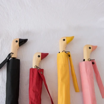 Creative Wood Head Duck Automatic Folding Umbrella Women Parasol Girl Gift Umbrella Yellow Small SunUmbrellas Paraguas B65 
Creative Wood Head Duck Automatic Folding Umbrella Women Parasol Girl Gift Umbrella Yellow Small SunUmbrellas Paraguas B65