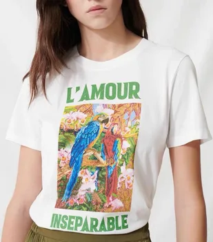 2020 Spring and Summer New Simple Parrot Printed Pure Cotton Short-sleeved T-shirt Women's
2020 Spring and Summer New Simple Parrot Printed Pure Cotton Short-sleeved T-shirt Women's