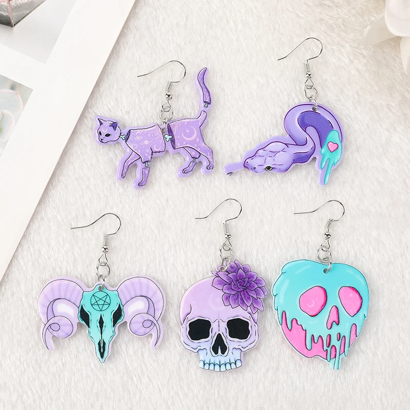 Fashion Pastel Goth Halloween Snake Cat Skull Dangle Earrings For Girls Women Birthday Gift Lovely Jewelry
Fashion Pastel Goth Halloween Snake Cat Skull Dangle Earrings For Girls Women Birthday Gift Lovely Jewelry
