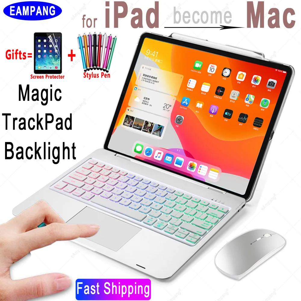 Magic TouchPad Keyboard Case for Aoole iPad Pro 12.9 2018 2020 Backlit TrackPad English Russian Spanish Arabic Korean | Компьютеры и